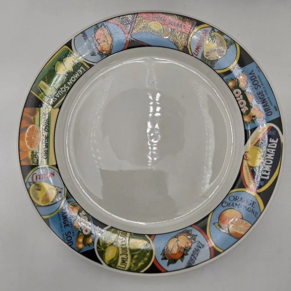6 Oneida Majesticware Stoneware Citrus‎ Labels Dinner Plates Fruit 10.5 Lemonade